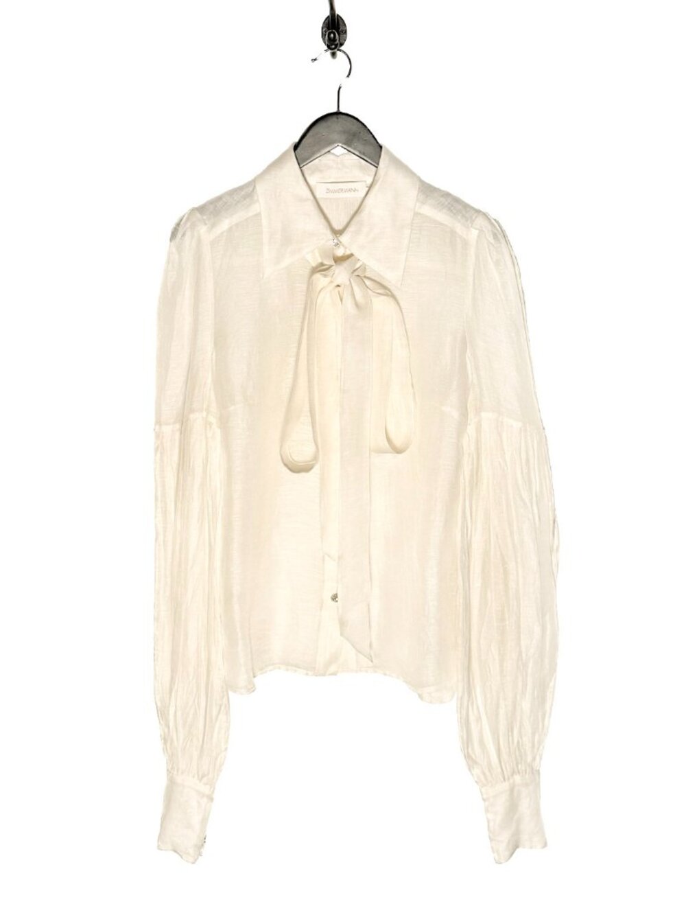 Zimmermann Crystal Embellished Buttons Ivory Linen Blouse